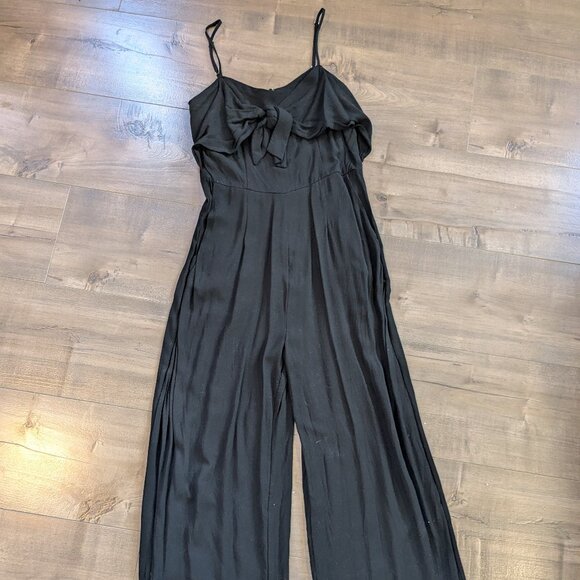 Wide Leg Jumpsuit with Tie Bow Front & Spaghetti Straps - Picture 2 of 7